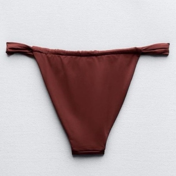 NEW ZARA Women’s Curtain String Bikini Bottom -‎ Burnt Rust Brown - Picture 2 of 6
